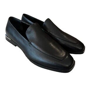 NEW Marc Fisher Square Toe Loafer Black Womens Size 6 Block Heel Leather Hemmy